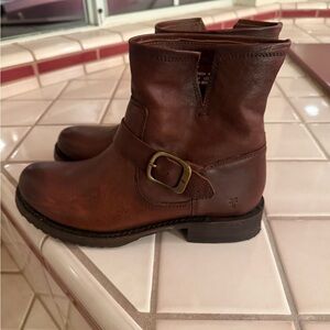 Frye Brown Ankle Boots with Buckle